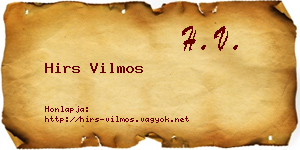 Hirs Vilmos névjegykártya